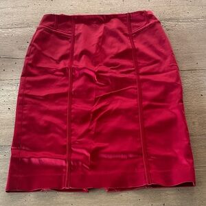 White House Black Market Red Lacquer Satin Skirt